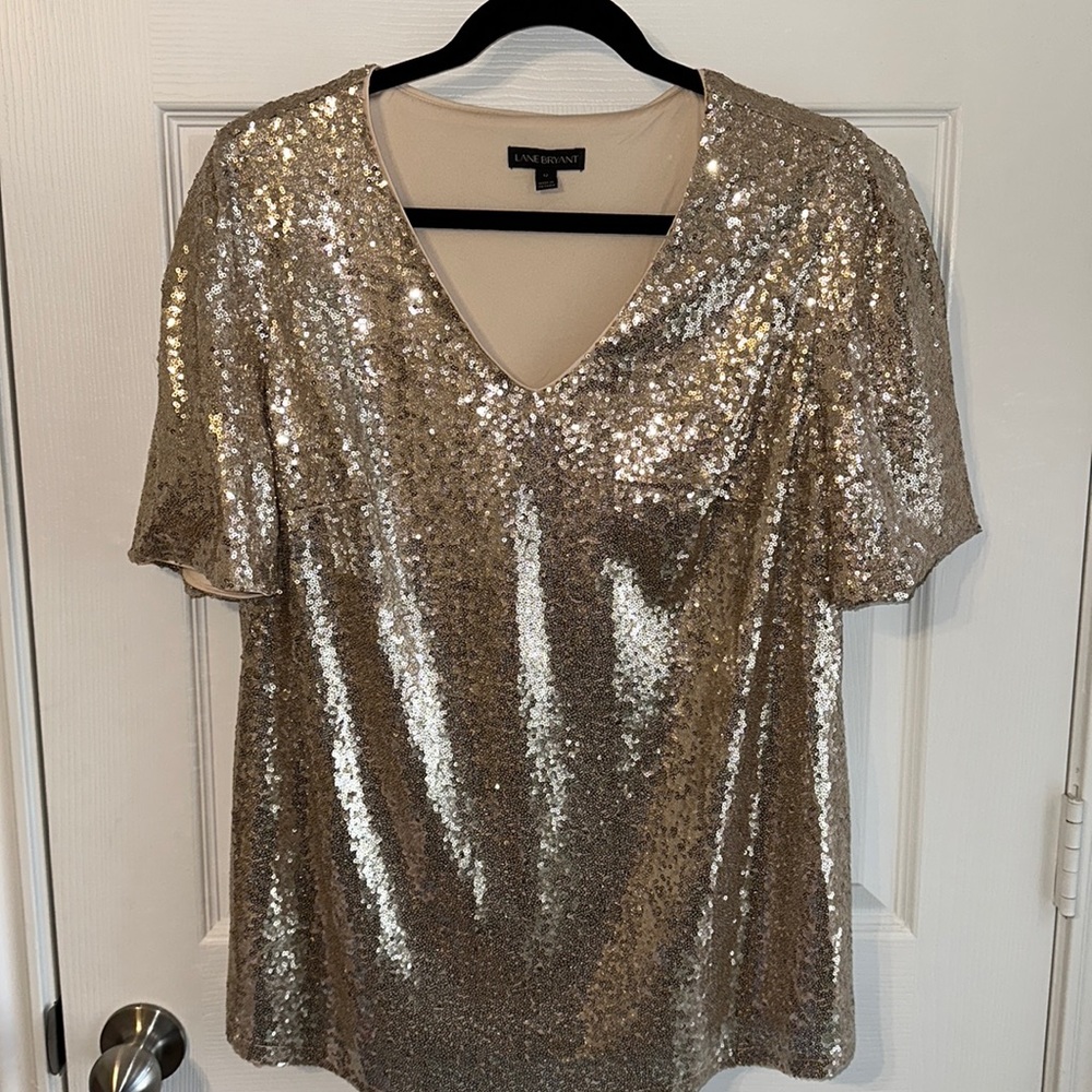 Lane bryant gold sequin top